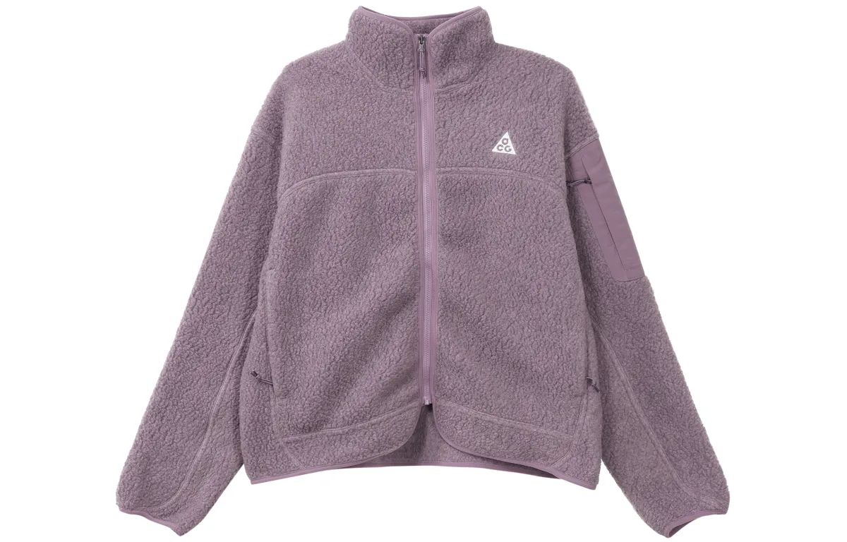 Nike Fleece Tops Women's Violet Stand Collar Moderate