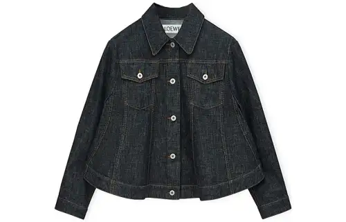LOEWE Denim Jackets Women's Denim Blue Lapel Moderate Straight Fit