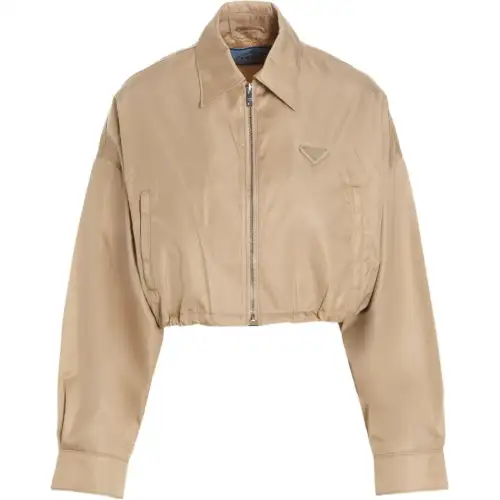 PRADA SS23 Cropped Coat Women's Brown