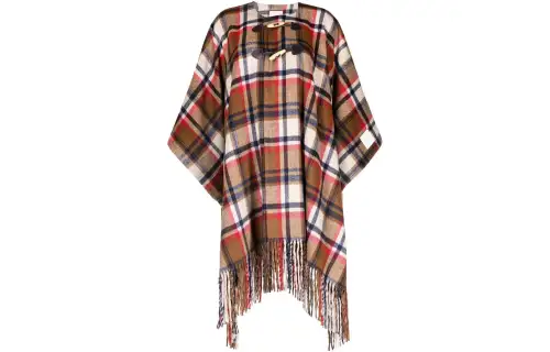 A BATHING APE Fringe Checkered Cape