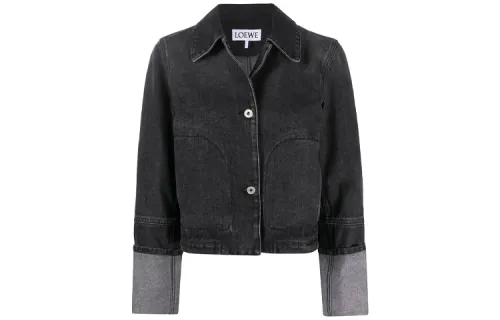 LOEWE Cropped Coats Women's Black Lapel Moderate