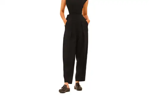 HERMES Casual Pants Women's Black Thin Flared Pants