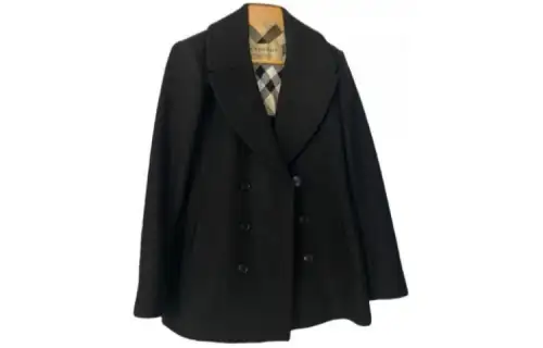 Burberry Coats Women's Black Lapel Moderate Straight Fit