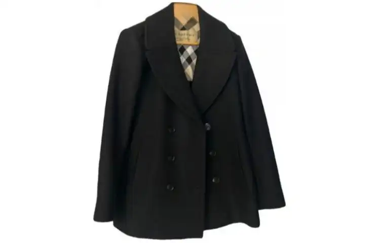 Burberry Coats Women's Black Lapel Moderate Straight Fit