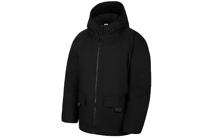 Nike Solid Color Hooded Loose Fit Puffer Jacket Women's Black