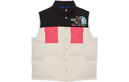 GUCCI X THE NORTH FACE Down Vests Women's Ivory White Stand Collar Moderate