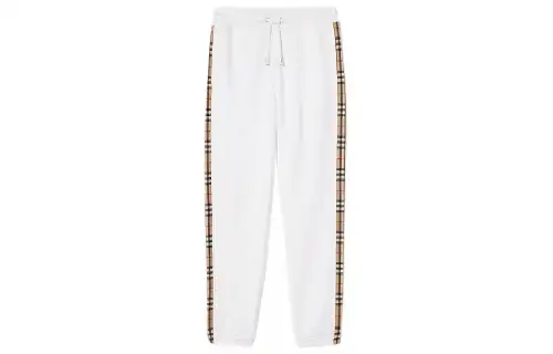 Burberry Check Stripe Track Pants White