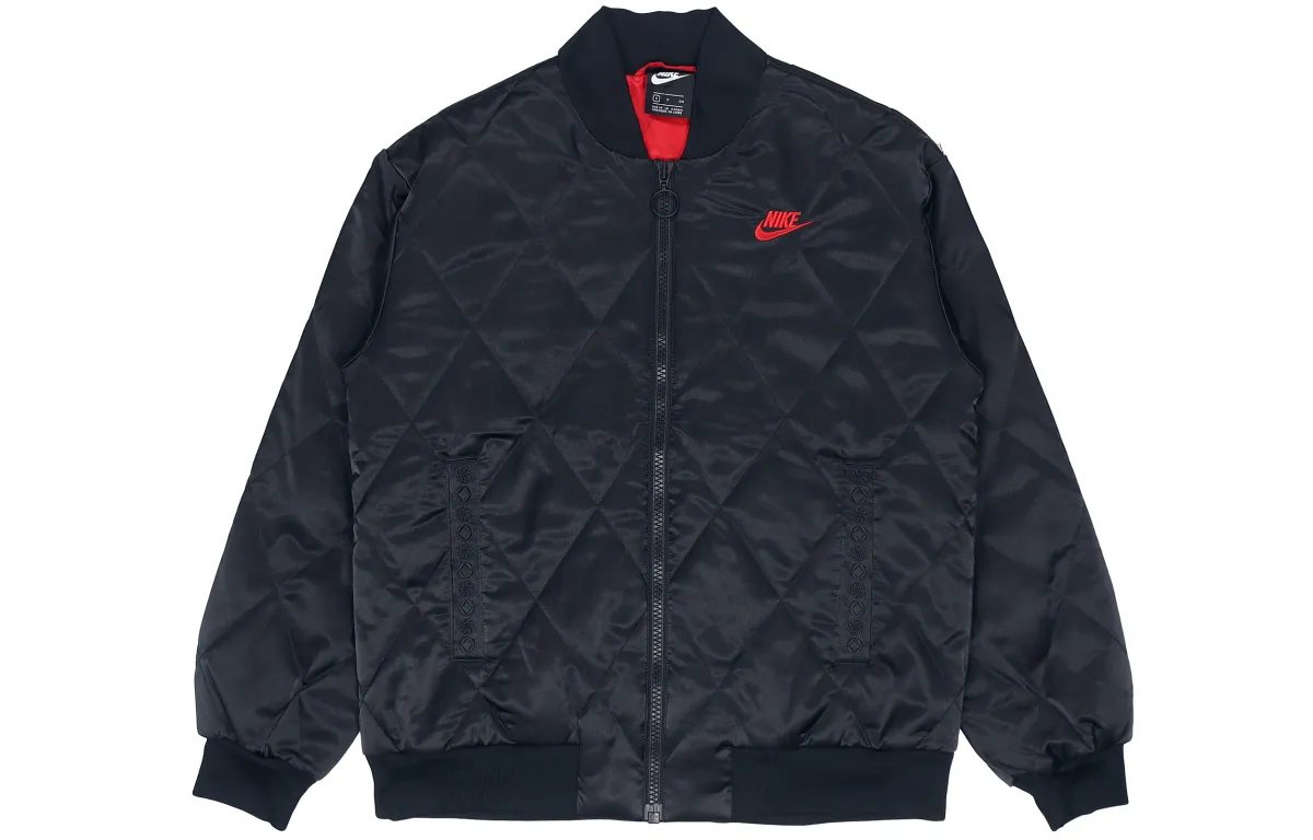 Nike Puffer Jackets Women's Black Stand Collar Moderate Straight Fit