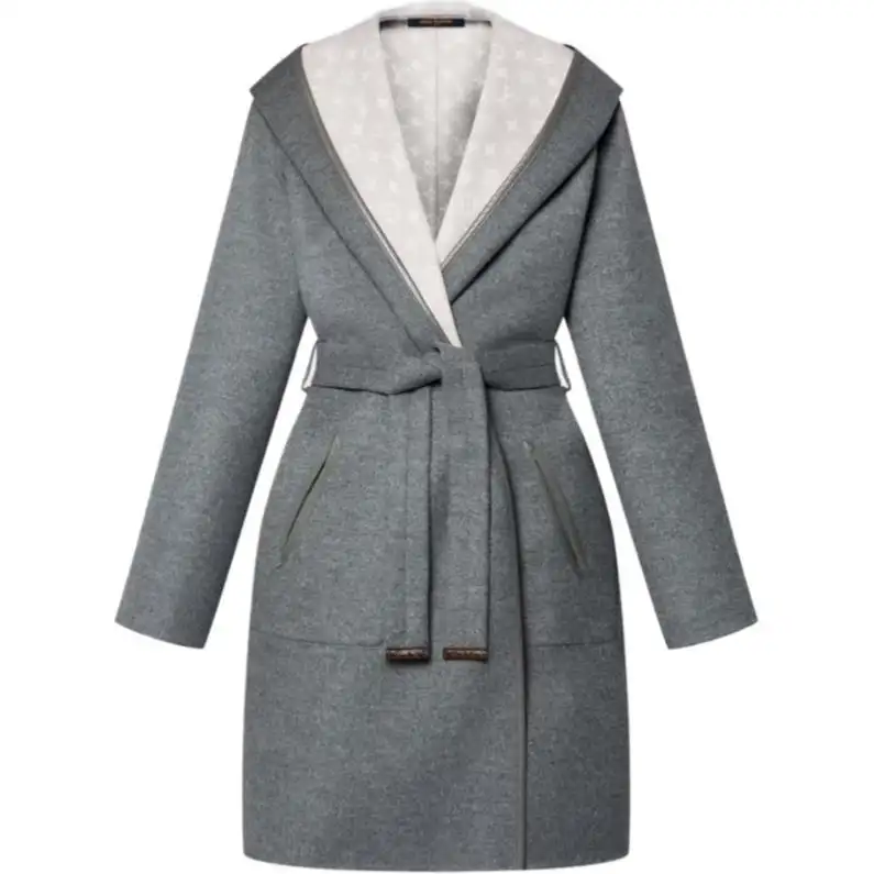 LOUIS VUITTON Coat Women's Gray White