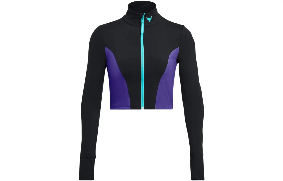 Under Armour Project Rock Cropped Coats Women's Black-Purple Stand Collar Moderate