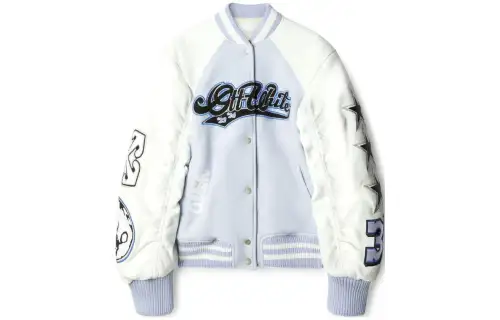 OFF-WHITE Moon Wheel Leather Varsity Jacket