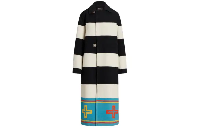 Polo Ralph Lauren SS24 Naiomi Glasses Series Striped Cross Pattern Loose Long Sleeve Coat Women's Multicolor