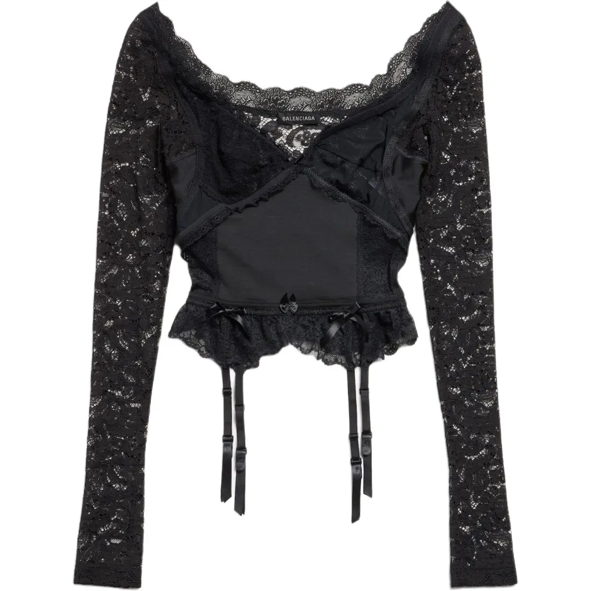 Balenciaga Lace Detailed Long Sleeve Top