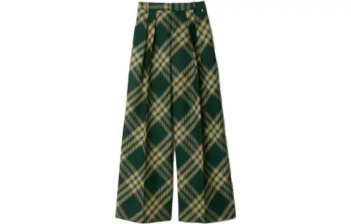 Burberry Check Pattern Straight Leg Tailored Trousers