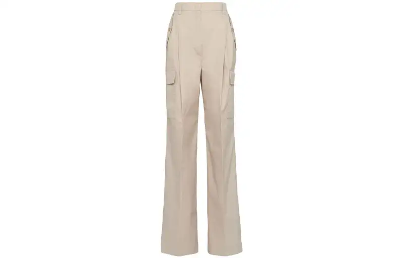 PRADA Casual Pants Women's Ecru Moderate Wide Leg Pants