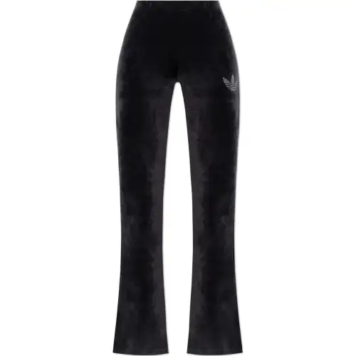 Adidas Originals Velvet Pants With Rhinestone Trefoil