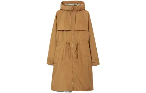 Burberry EKD Zip-up Hooded Lightweight Parka In Camel