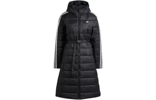 Adidas Originals Puffer Jackets Women's Black Hooded Moderate Puffer Jacket