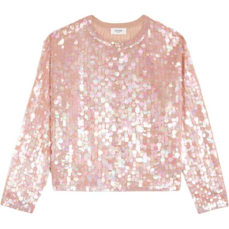 CELINE Embroidered Sequin Embellished Cardigan