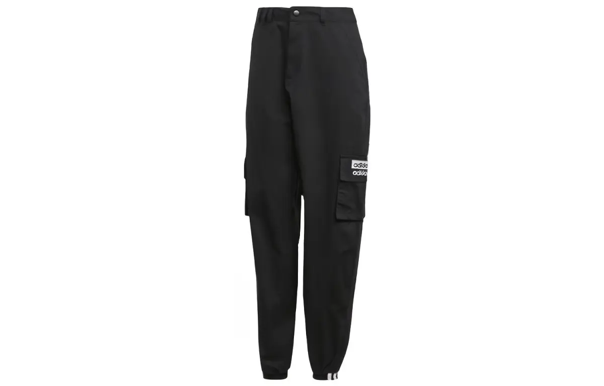 Adidas Originals ARMANI COLLEZIONI Cargo Pants Women's Black Moderate Straight Fit Pants