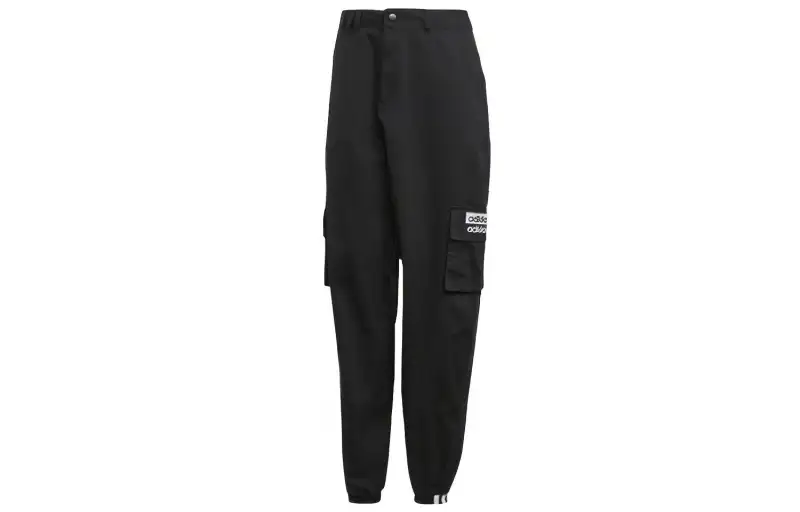 Adidas Originals ARMANI COLLEZIONI Cargo Pants Women's Black Moderate Straight Fit Pants