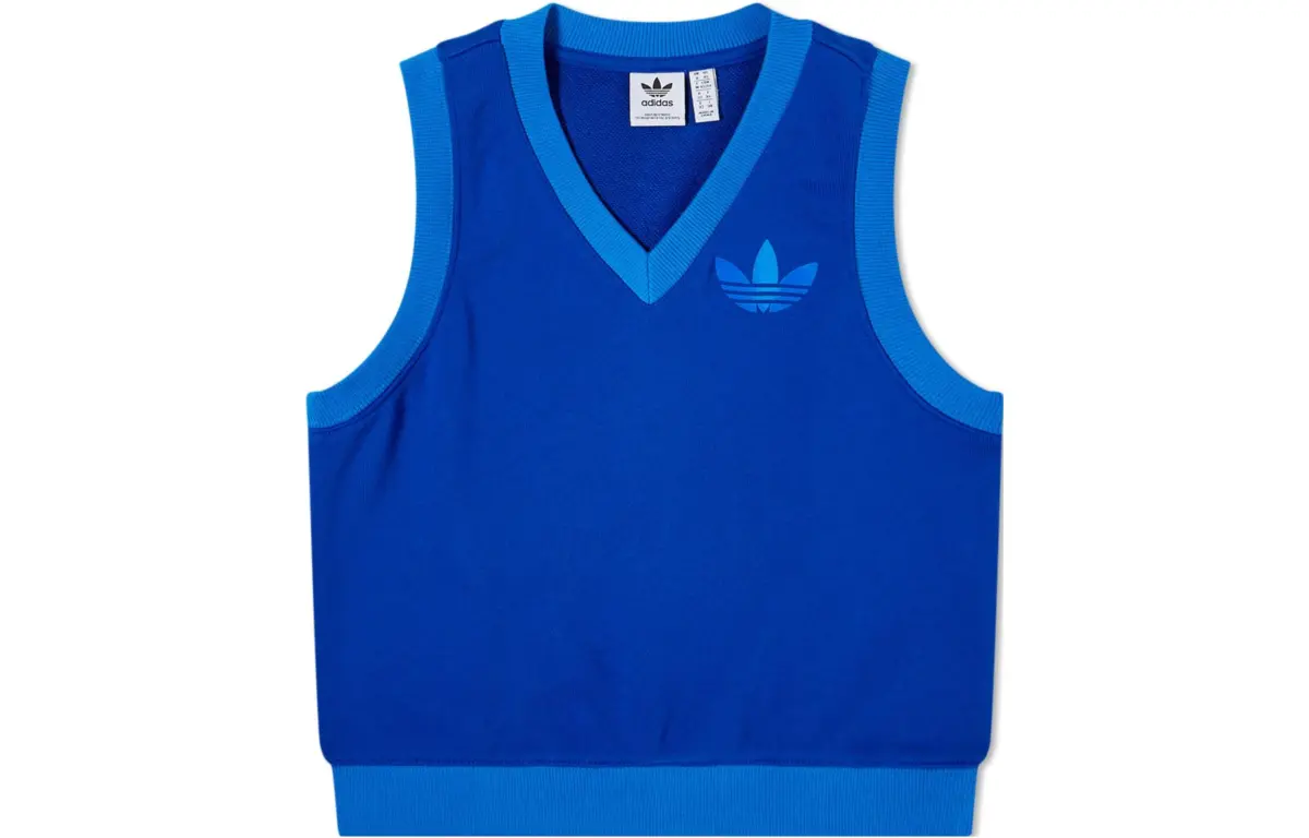Adidas Originals Vests Women's Blue V-neck Moderate Straight Fit