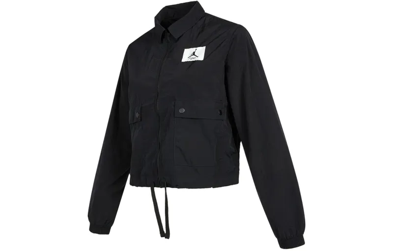 Jordan ESSENTIALS Cropped Coats Women's Black Lapel Moderate