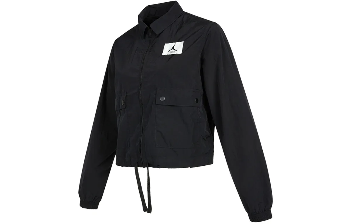 Jordan ESSENTIALS Cropped Coats Women's Black Lapel Moderate