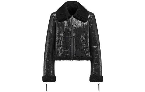DIOR Leather Jackets Women's Black Lapel Moderate Other