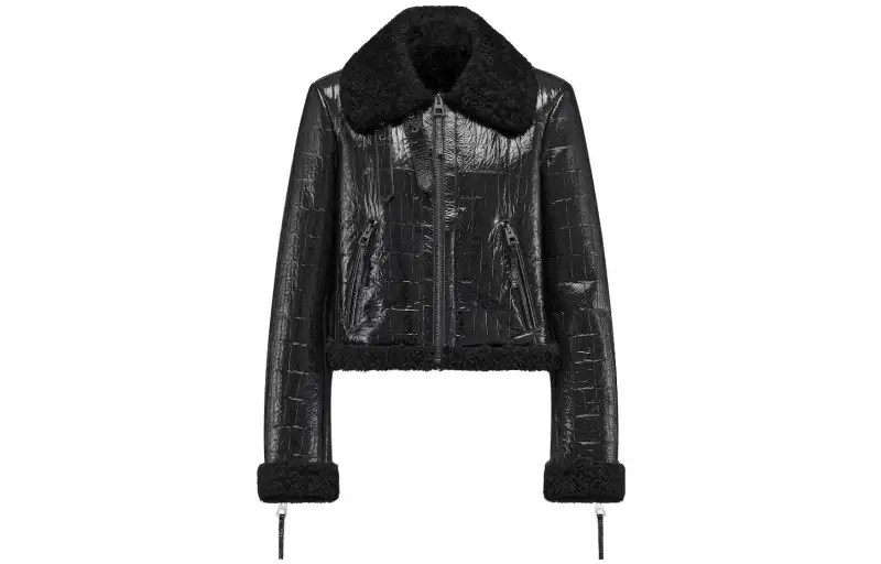 DIOR Leather Jackets Women's Black Lapel Moderate Other
