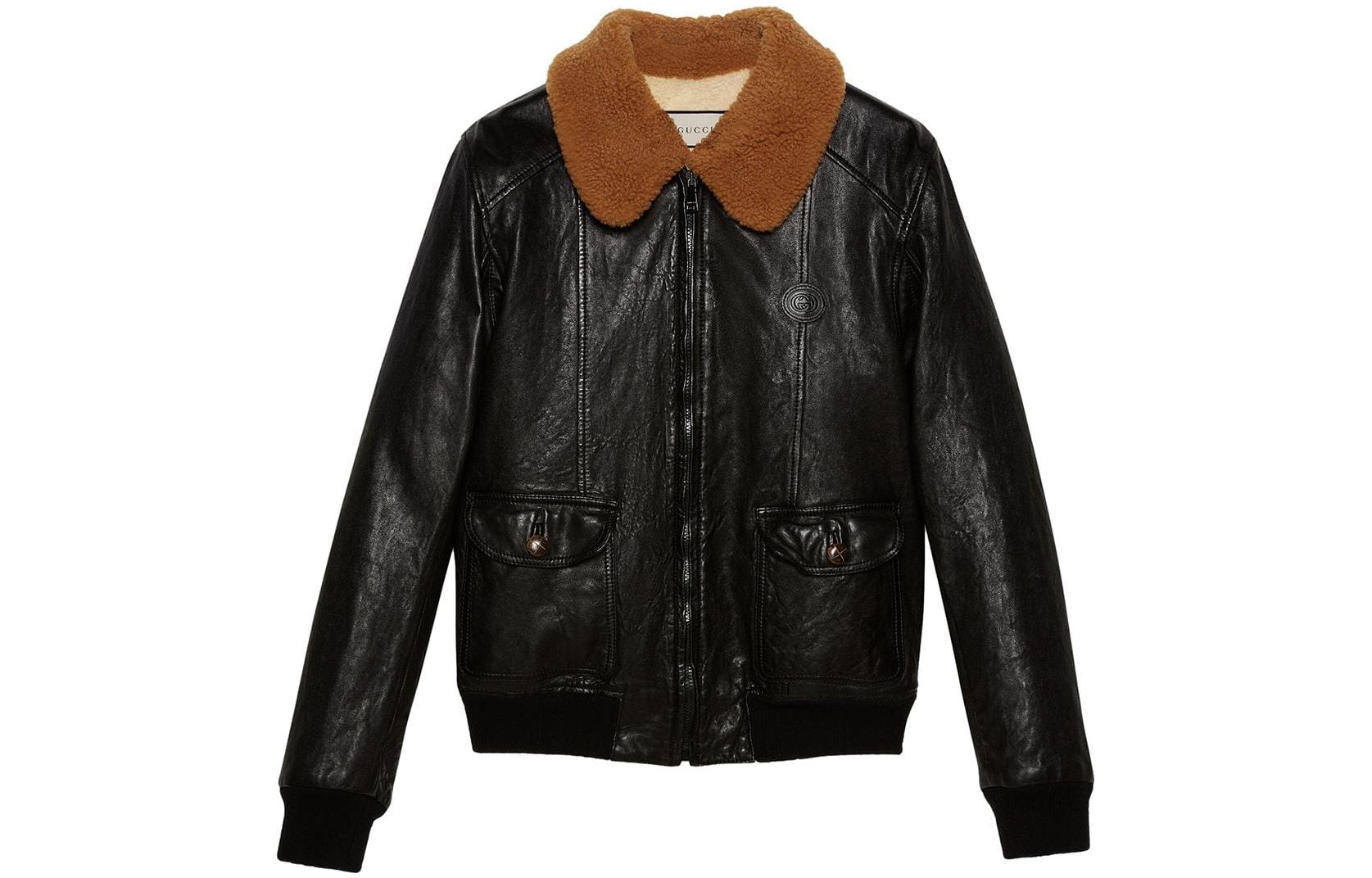 GUCCI Leather Jackets Women's Black Lapel Moderate Other