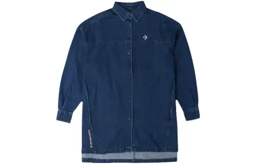 Converse Denim Jackets Women's Blue Lapel Moderate Straight Fit