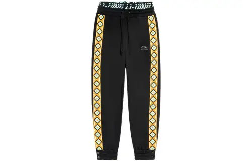 Li Ning China Li Ning Knitted Sweatpants Women's Black Moderate Cuffed Pants