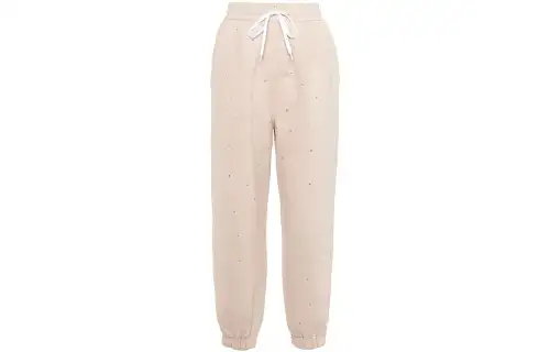 MIU MIU Knitted Sweatpants Women's Sand Yellow Moderate Straight Fit Pants