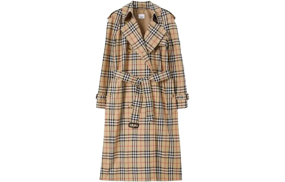Burberry Vintage Check-Printed Belted Trench Coat