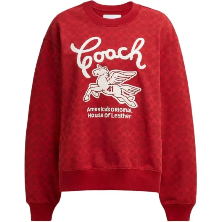 COACH Sweatshirts Women's Red Crew Neck Moderate Straight Fit