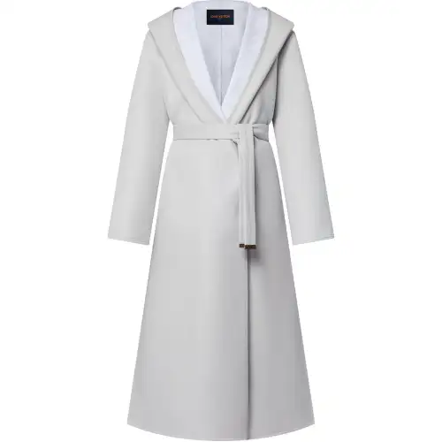 Lv Reversible Signature Hooded Wrap Coat