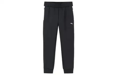 ANTA Knitted Sweatpants Women's Black Moderate Cuffed Pants