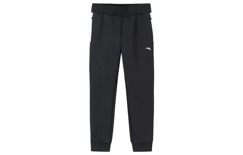 ANTA Knitted Sweatpants Women's Black Moderate Cuffed Pants
