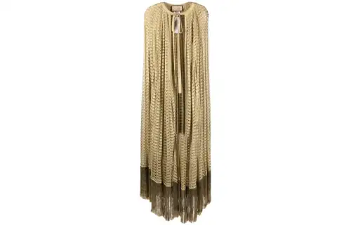【Previous Season】fringed open-knit cape