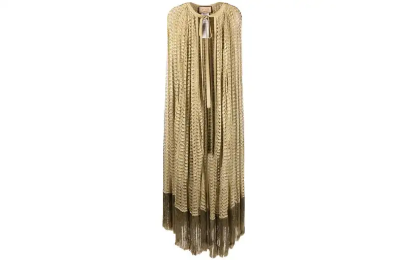 【Previous Season】fringed open-knit cape