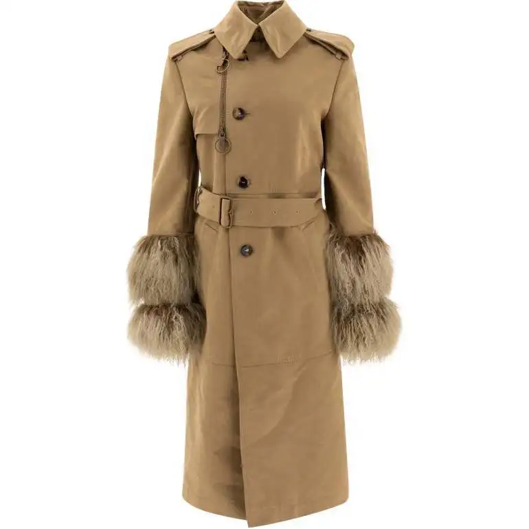 Burberry shearling-trimmed trench coat