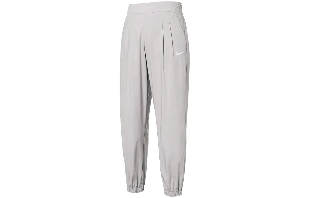 Nike Women'ss Logo Print Mid-Rise Jogger Pants Gray