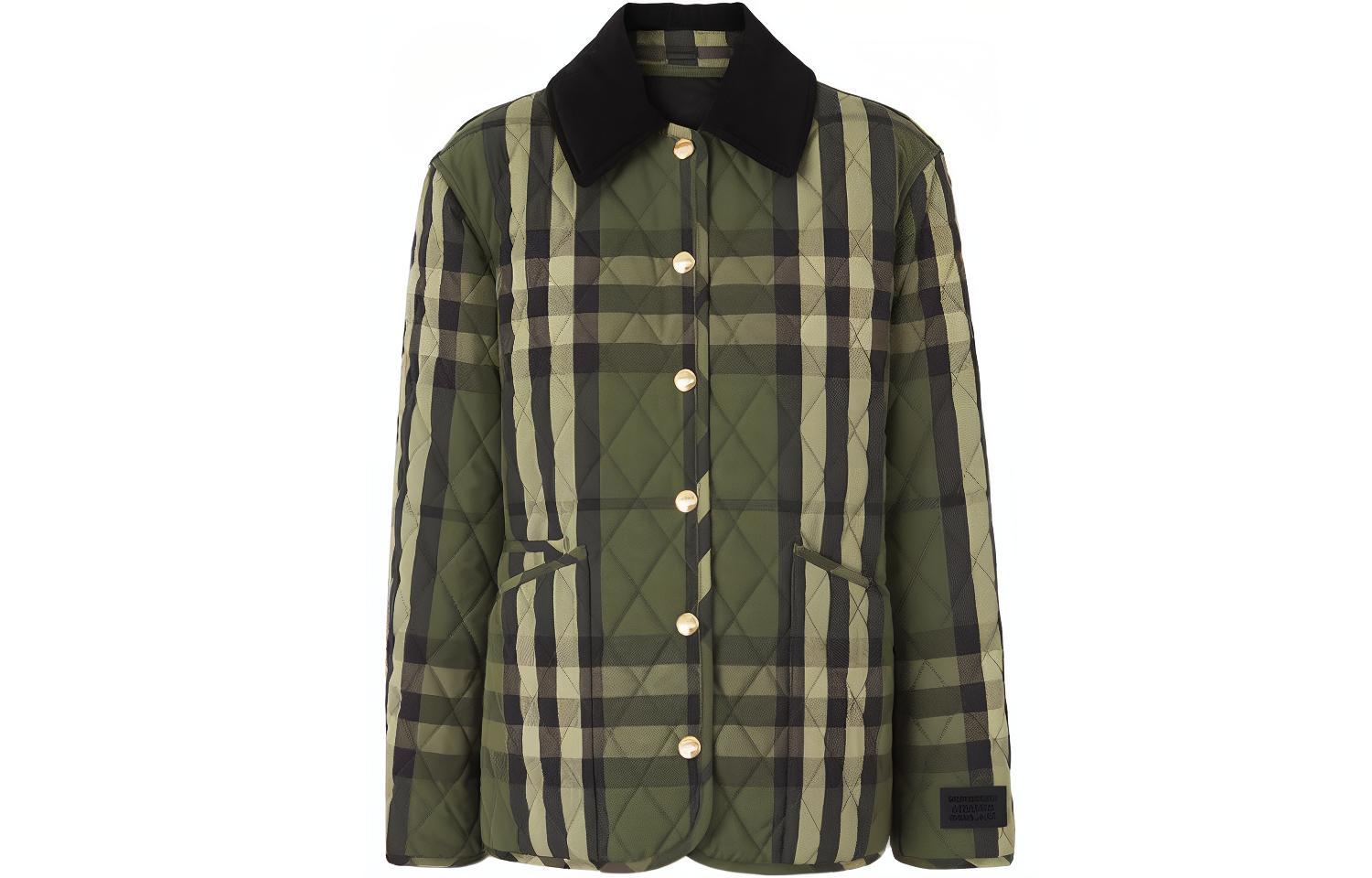 Burberry Dranefeld Quilted Checked Jacket 'Dark Military Green'