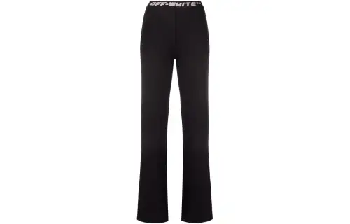 OFF-WHITE logo-tape ribbed-knit trousers