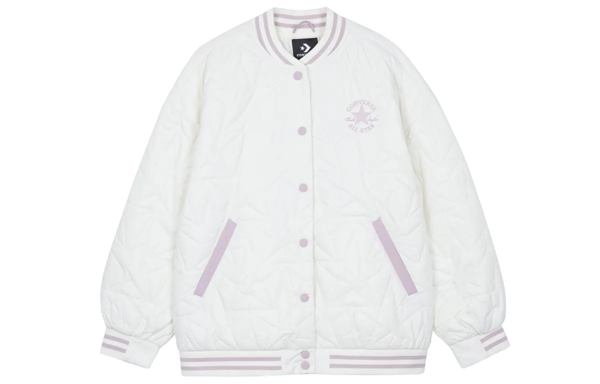 Converse Baseball Jackets Women's Light Pink Baseball Collar Moderate Straight Fit