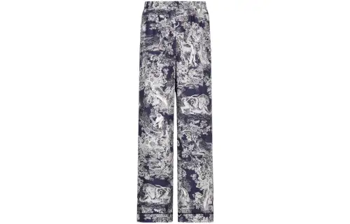 DIOR Quarterly New Products Casual Pants Women's Marine Blue Moderate Straight Fit Pants