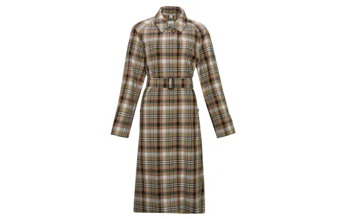 Burberry Trench Coats Women's Plaid Lapel Moderate Other