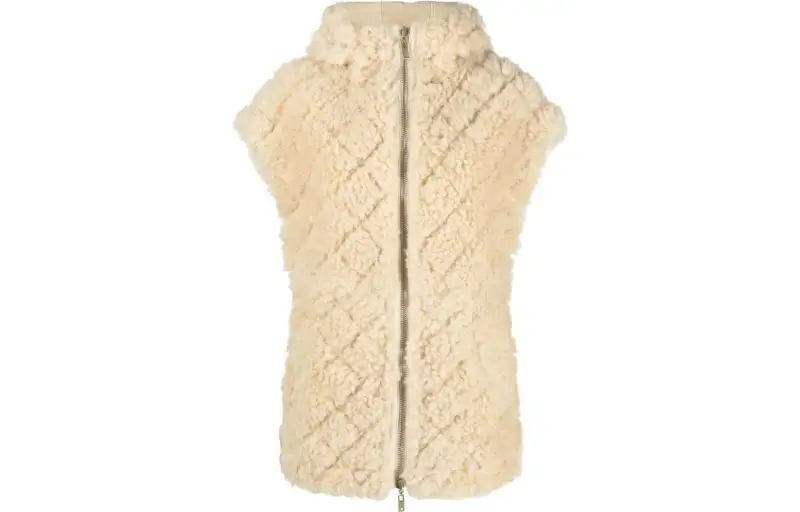 Golden Goose Vests Women's Khaki Stand Collar Moderate Other