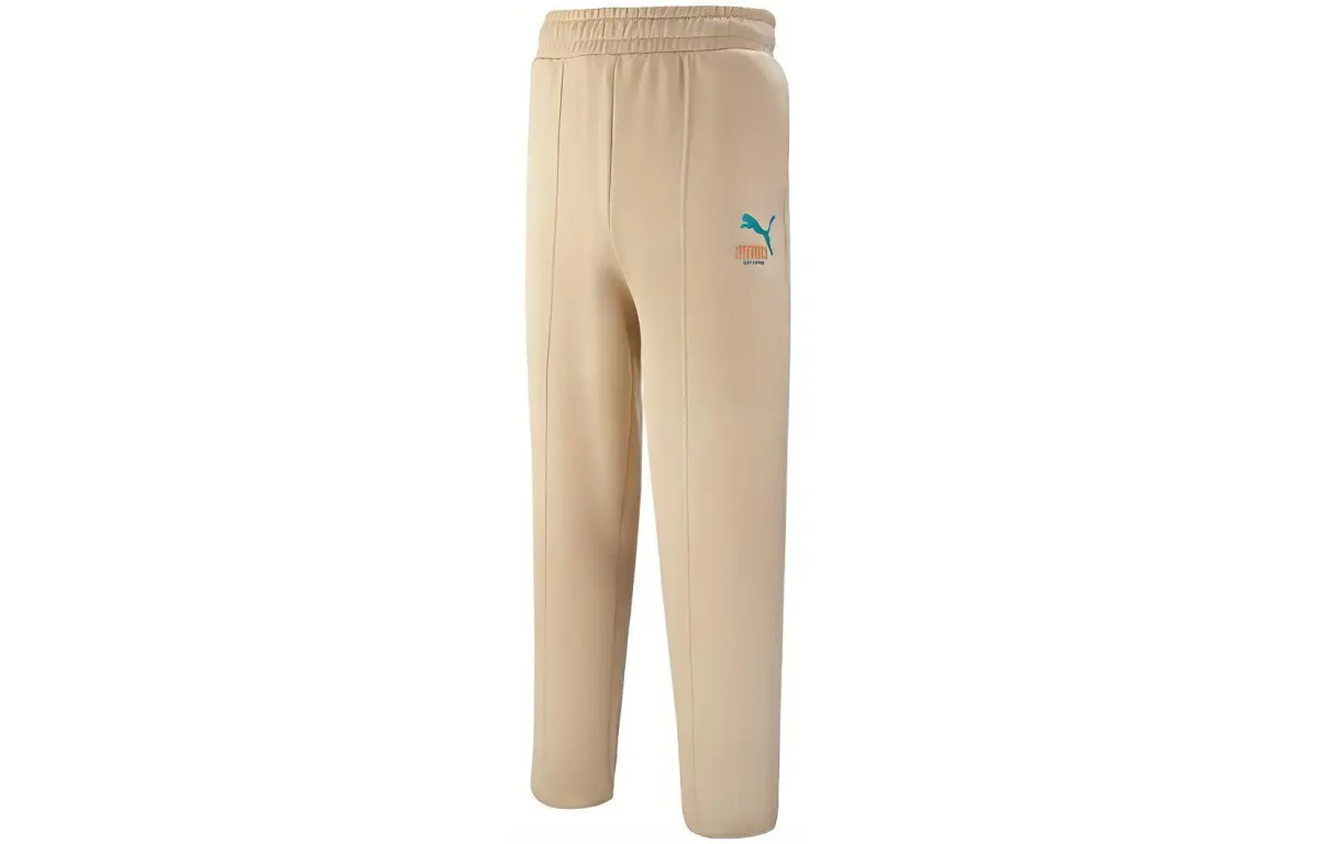 PUMA Knitted Sweatpants Women's Khaki Moderate Straight Fit Pants